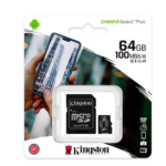 MEMORIA MICROSDHC 64GB 100MB/S C10+ADP KINGSTON (SDCS2/64GB)